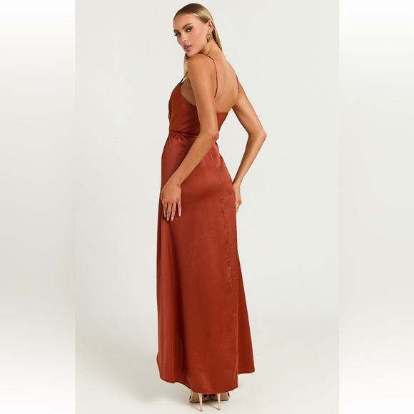 Satin copper wrap dress - Picture 5 of 7